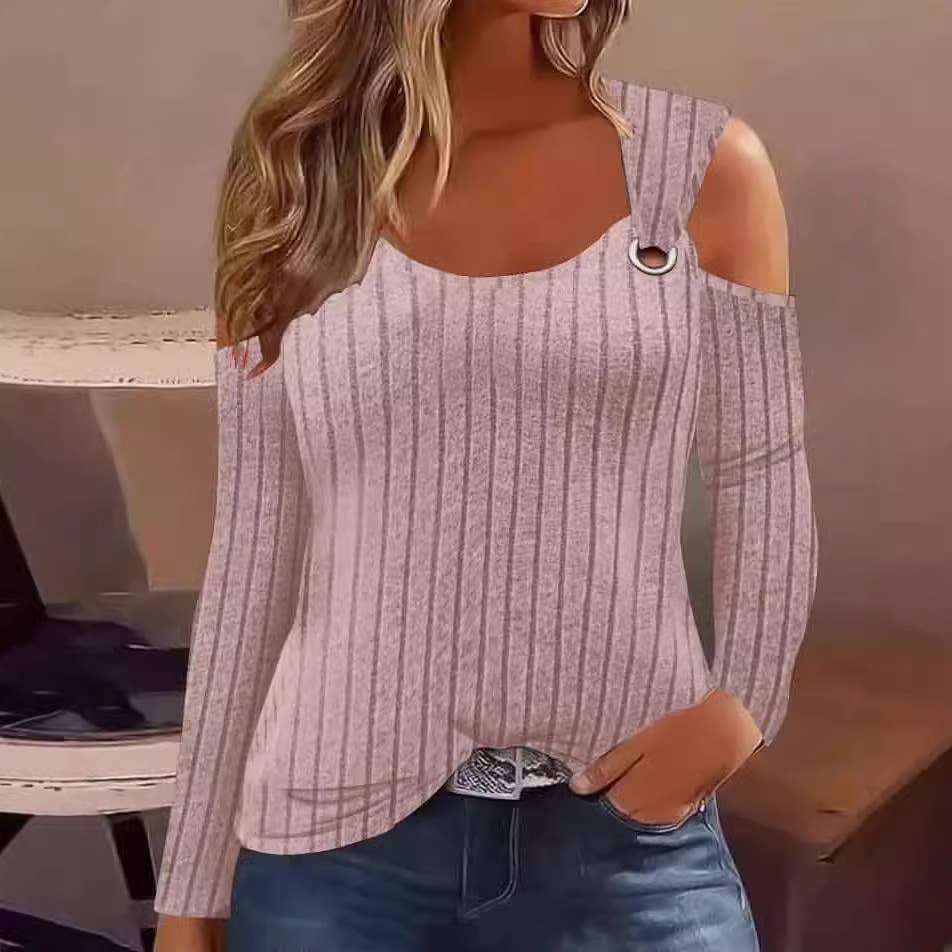 U-Neck Metal Buckle Long Sleeve T-Shirt