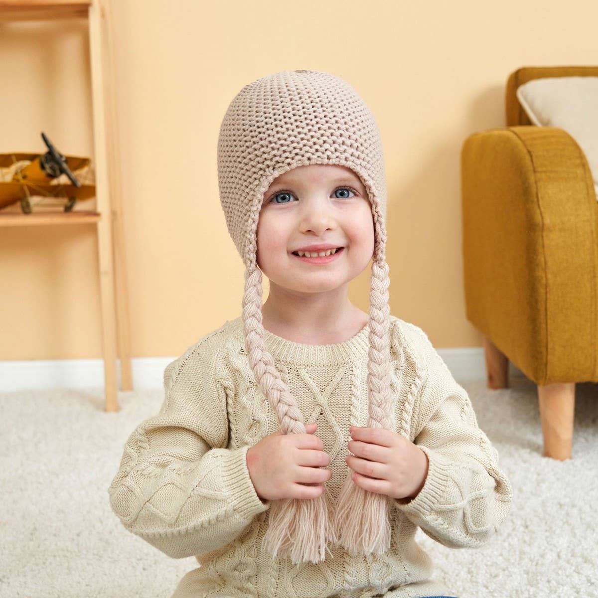 NEW SOLID COLOR BABY WARM WOOL BALL KNITTED HAT_CWAH1745