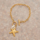 STYLISH 18K GOLD STARFISH SHELL CHARM BRACELET_CWAJE4747