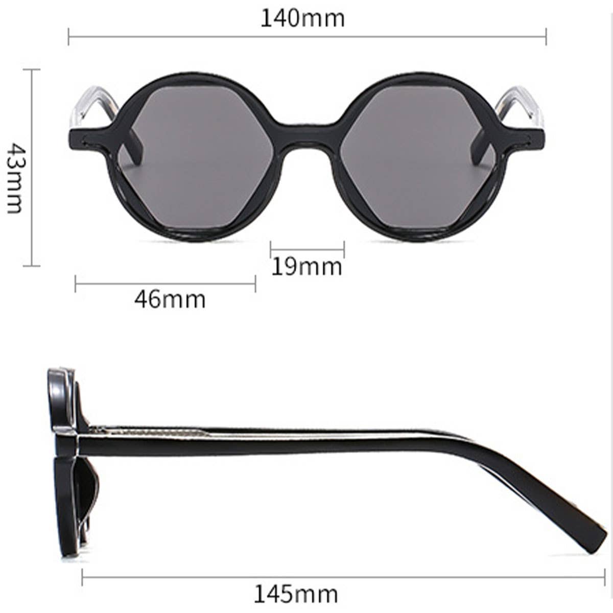 FLORAL ARM HEXAGON ROUND SUNGLASSES CUTE LOOK_CWASG1179