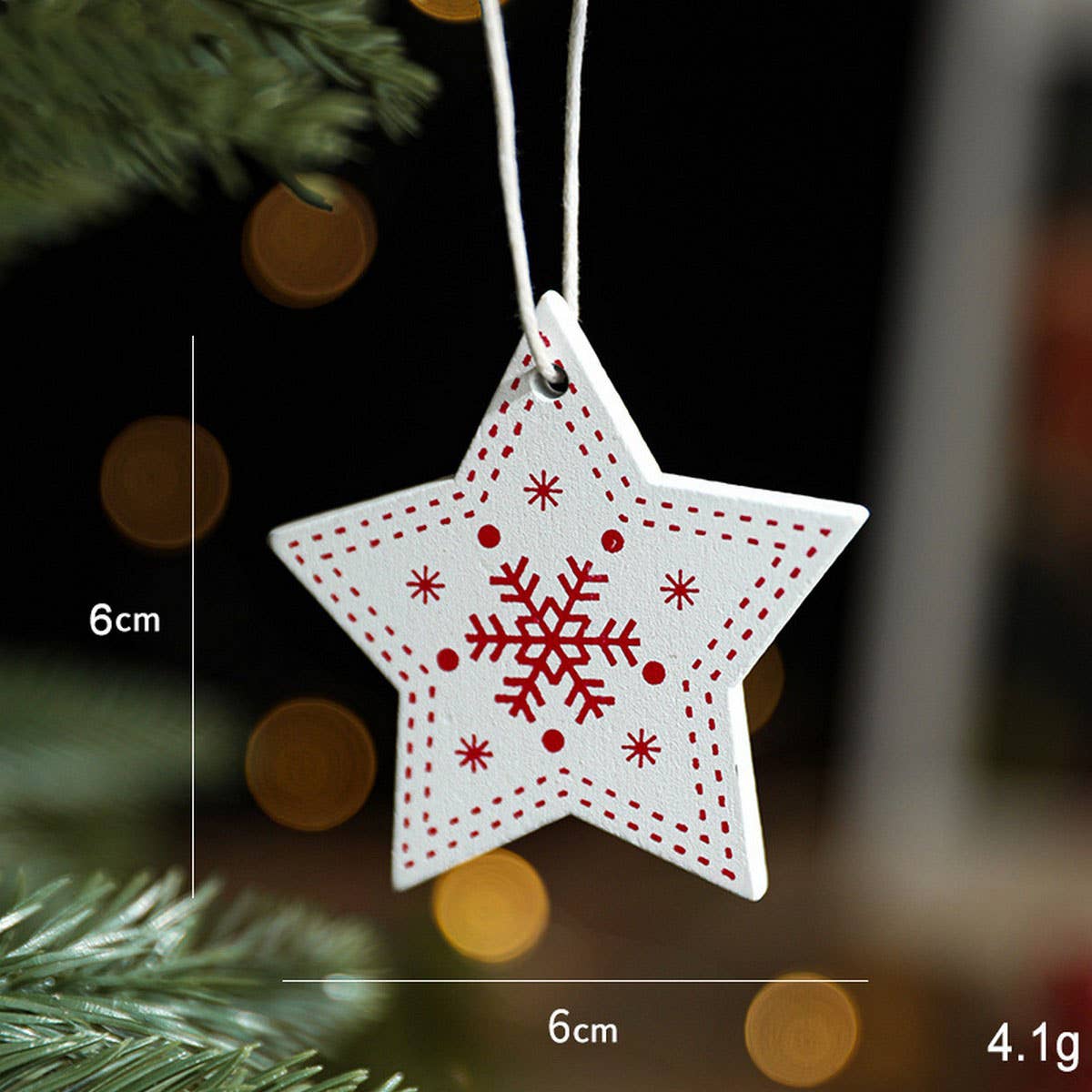 COLORFUL WOODEN SANTA SNOWFLAKE TREE ORNAMENT_CWMM9759