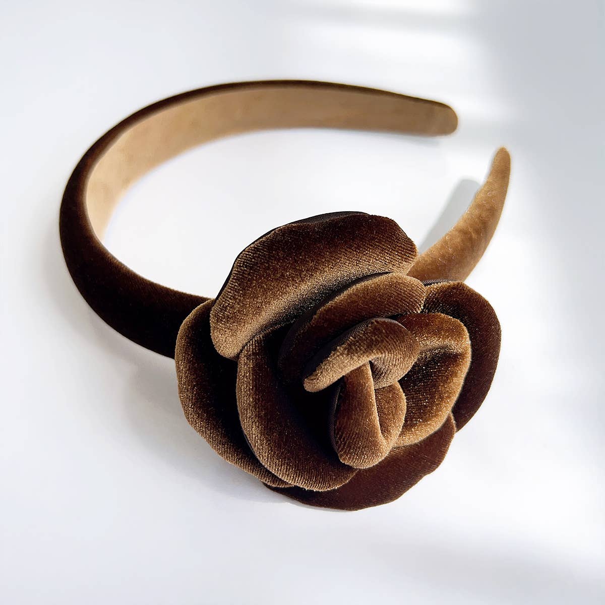 Elegant Solid Velvet Rose Wide Headband_Cwaha07332