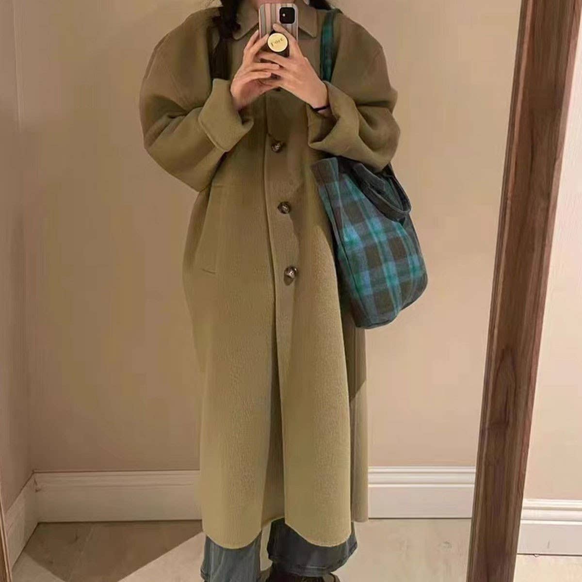 FASHIONABLE ALL MATCH WOOL PLAID SHOULDER HANDBAG_CWAB4099