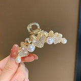FULL DIAMOND HEART PEARL SHARK CLIP HAIRPIN_CWAHA4651