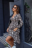 Temperament Printed V-Neck Long-Sleeved Dress