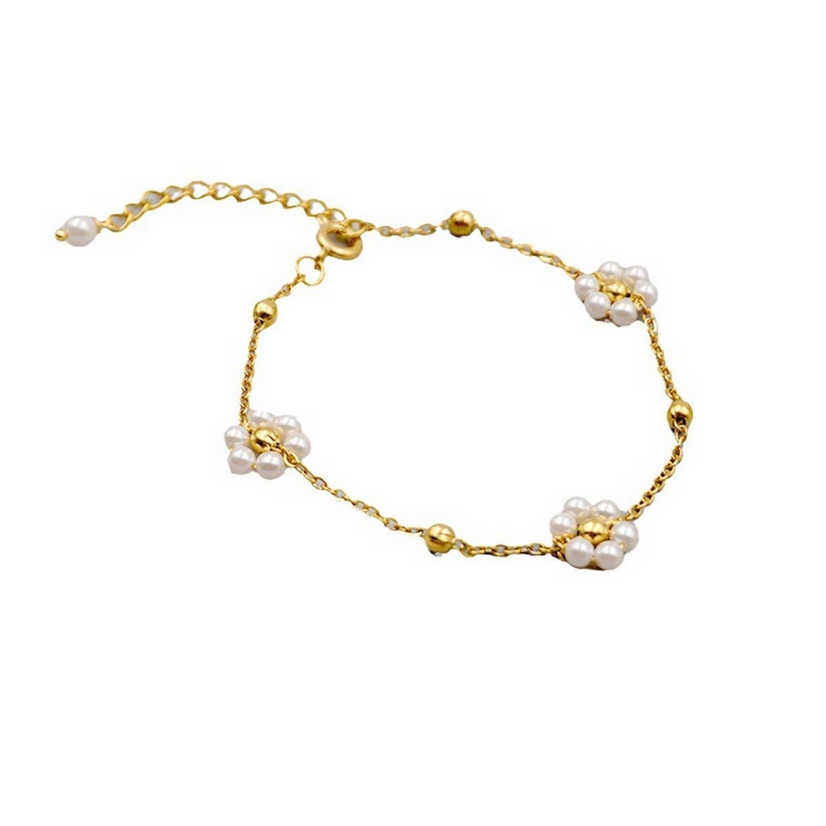 SMALL FLOWER PEARL BRACELET SET_CWAJE1668