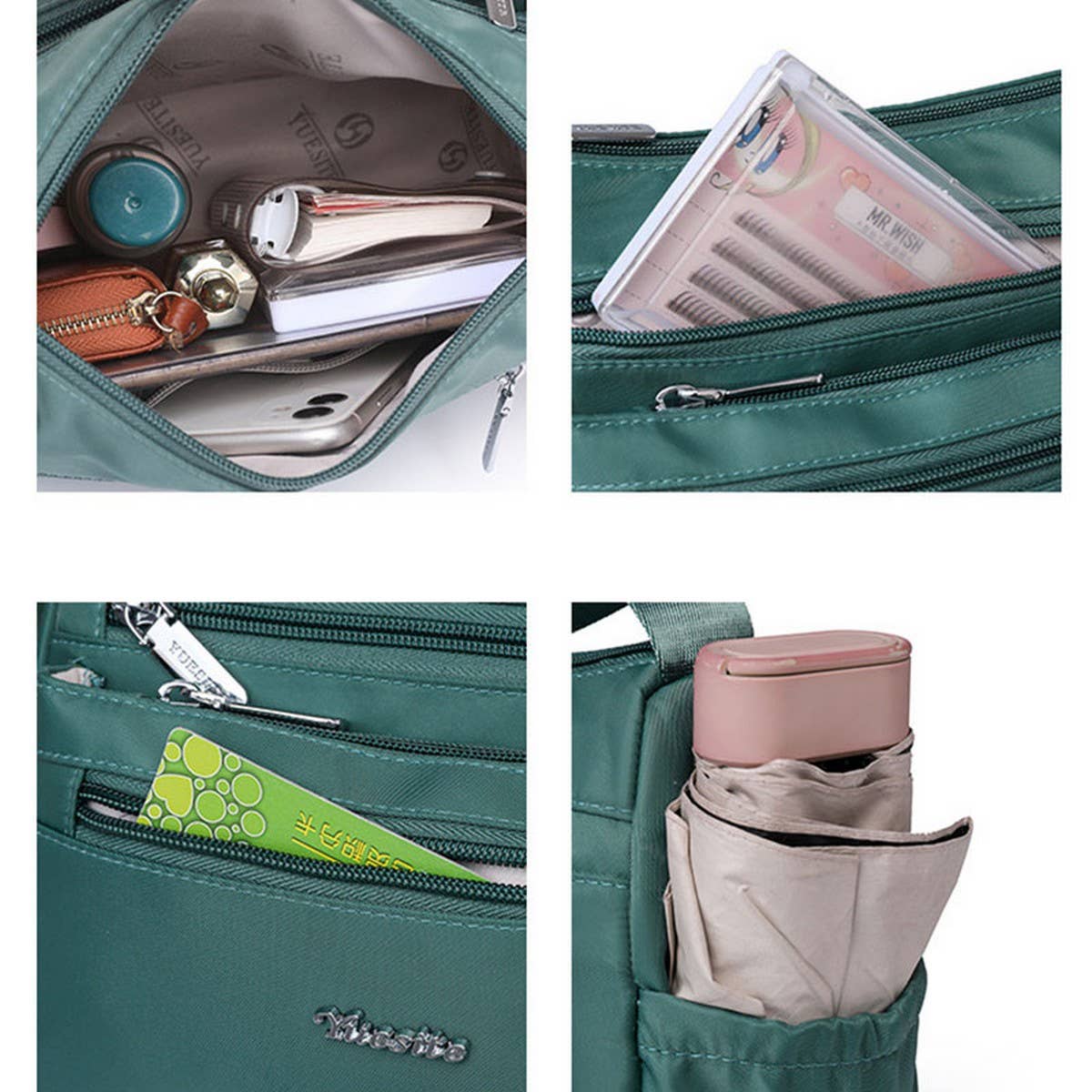 Nylon Multi-Compartment Shoulder Crossbody Bag_Cwasc1752