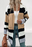 Women Casual Contrasting Color Pockets Cardigan_Cwocal0475