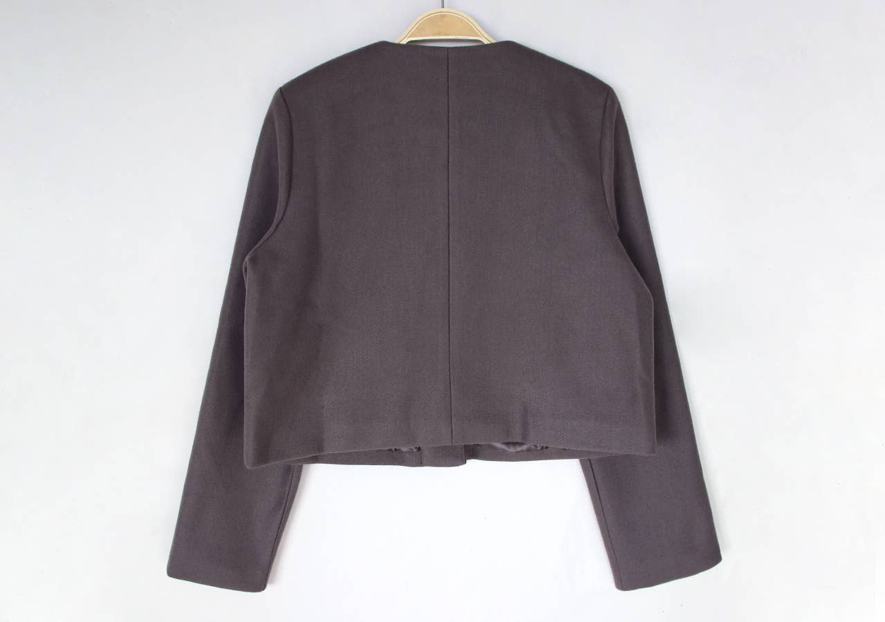 Woolen Long-Sleeved Single-Breasted Solid Coat