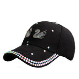 DOUBLE SWAN RHINESTONE BASEBALL CAP SUN HAT_CWAH1059