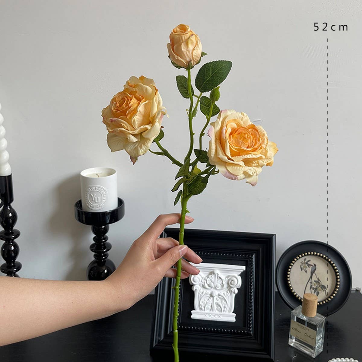 Vintage Dried-Look 3-Head Artificial Roses_Cwmm6464