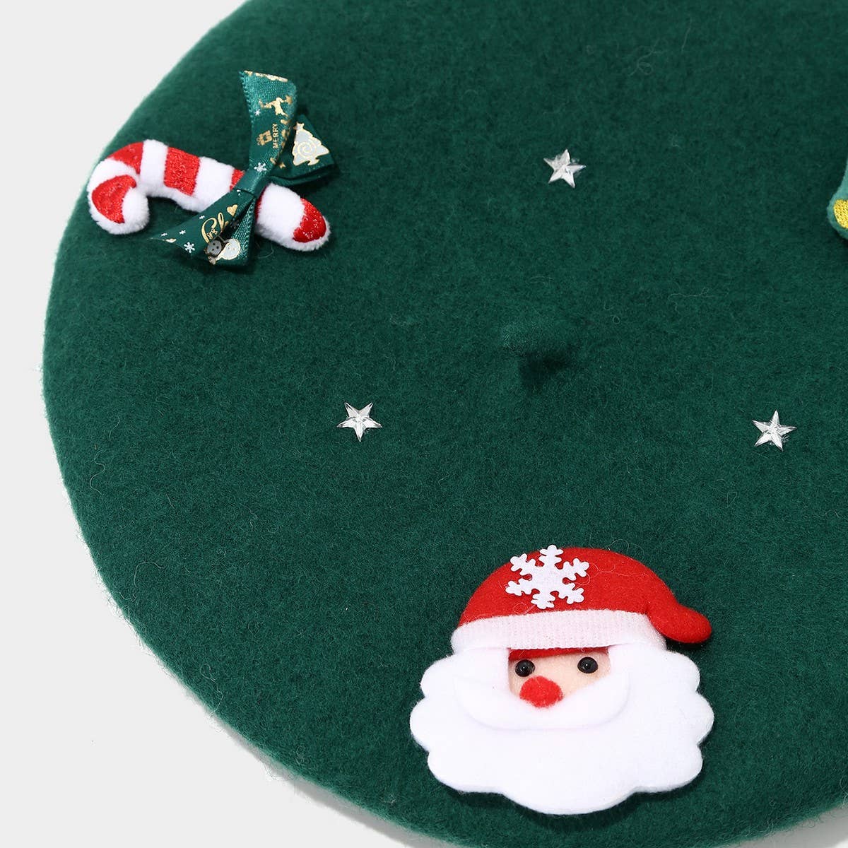 Christmas Bow Wool Beret Hat Women Warm Winter_Cwah04686