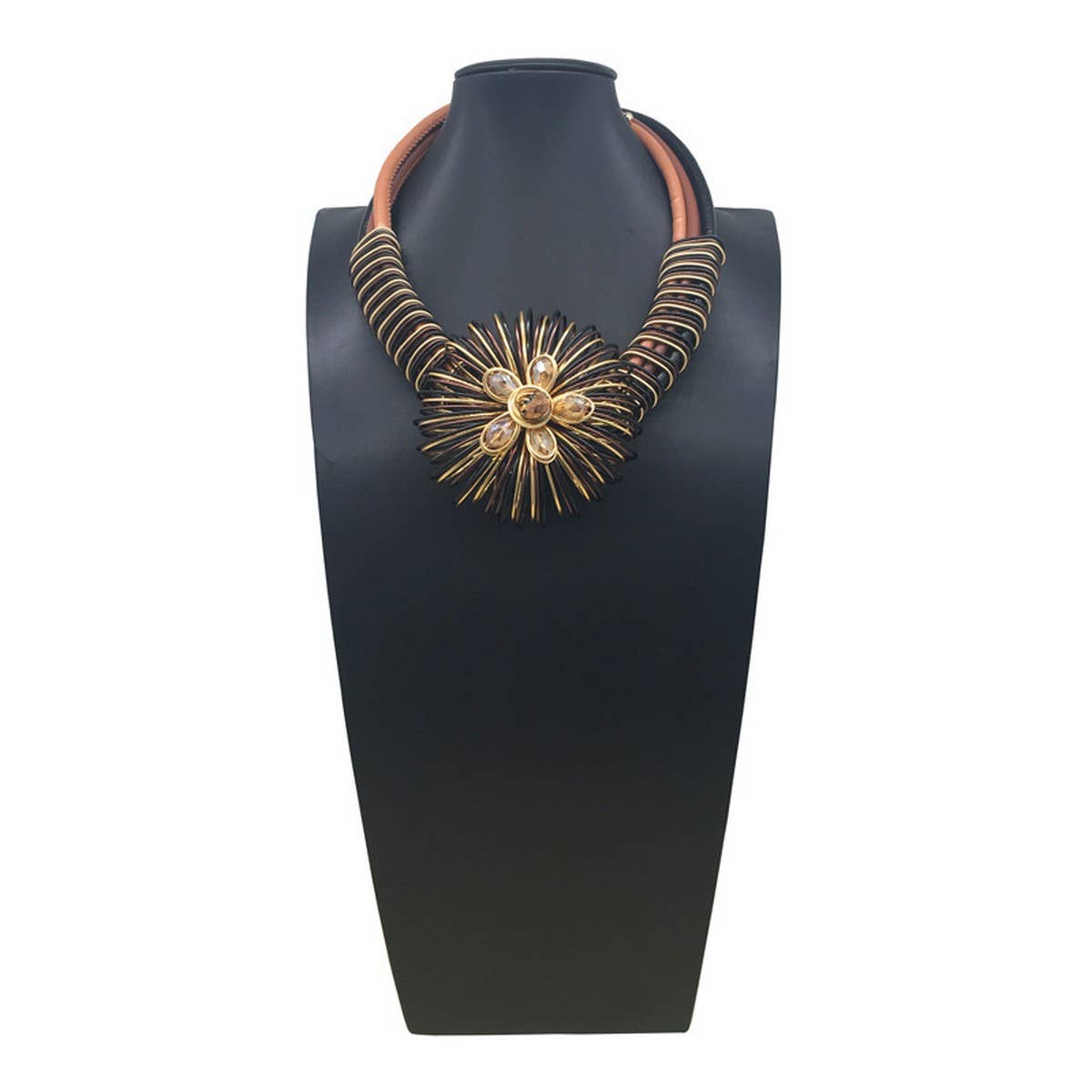 HANDMADE ALUMINUM WIRE FLOWER NECKLACE EARRING SET_CWMM4916