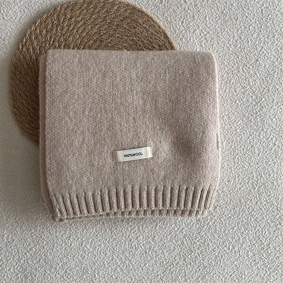 BASIC 100 WOOL SOLID KNIT SCARF SOFT WARM UNISEX_CWASC2288