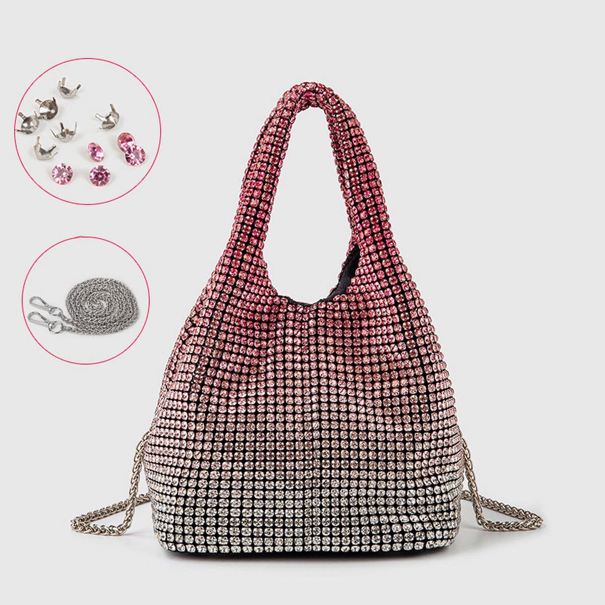 PORTABLE BUCKET BAG ELEGANT RHINESTONE EVENING BAG_CWAB3586