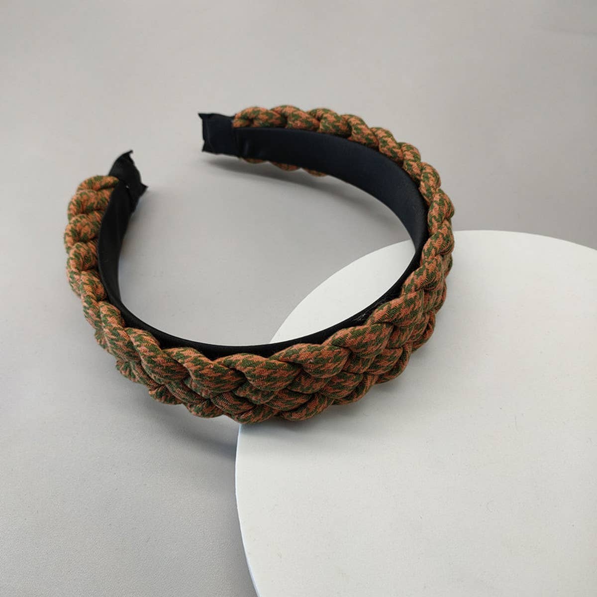 HANDMADE GEOMETRIC PLAID TWIST HEADBAND_CWAHA2602