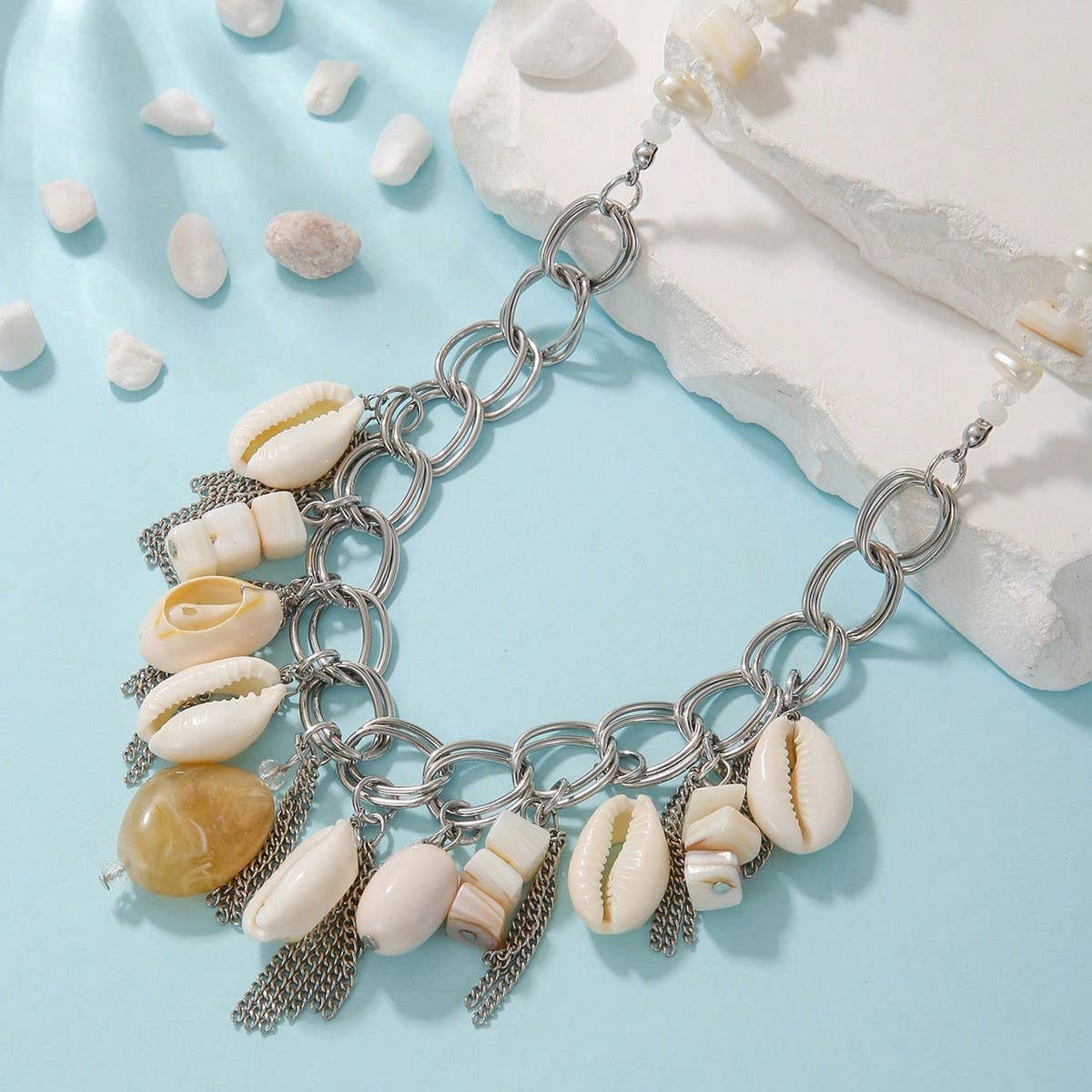 BOHEMIAN VINTAGE SHELL COMBINATION NECKLACE_CWAJE1568