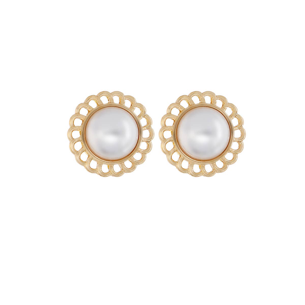 S925 Silver Needle Pearl Stud Geometric Earrings