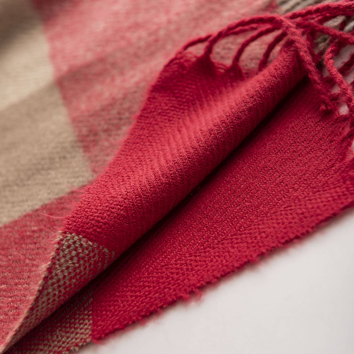 MELANGE PLAID SCARF SOFT FAUX CASHMERE FALL WRAP_CWASC1004