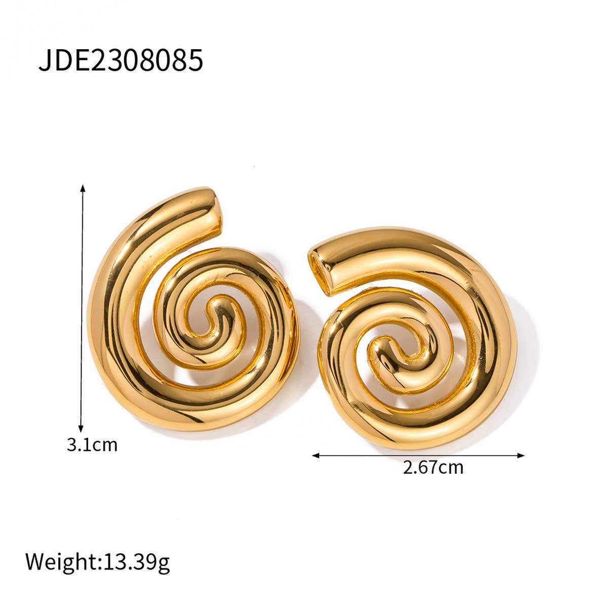 SIMPLE AND STYLISH 18K GOLD SPIRAL EARRINGS_CWASC1661