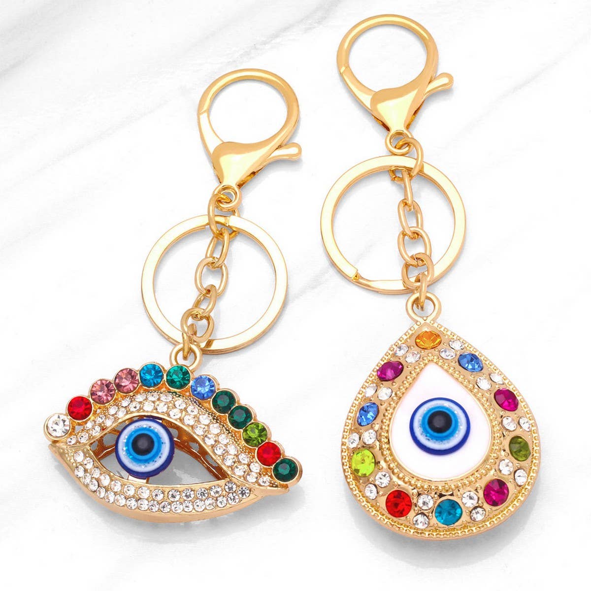 COLORED DIAMOND DEVILS EYE METAL KEYCHAIN PENDANT_CWAJE0878