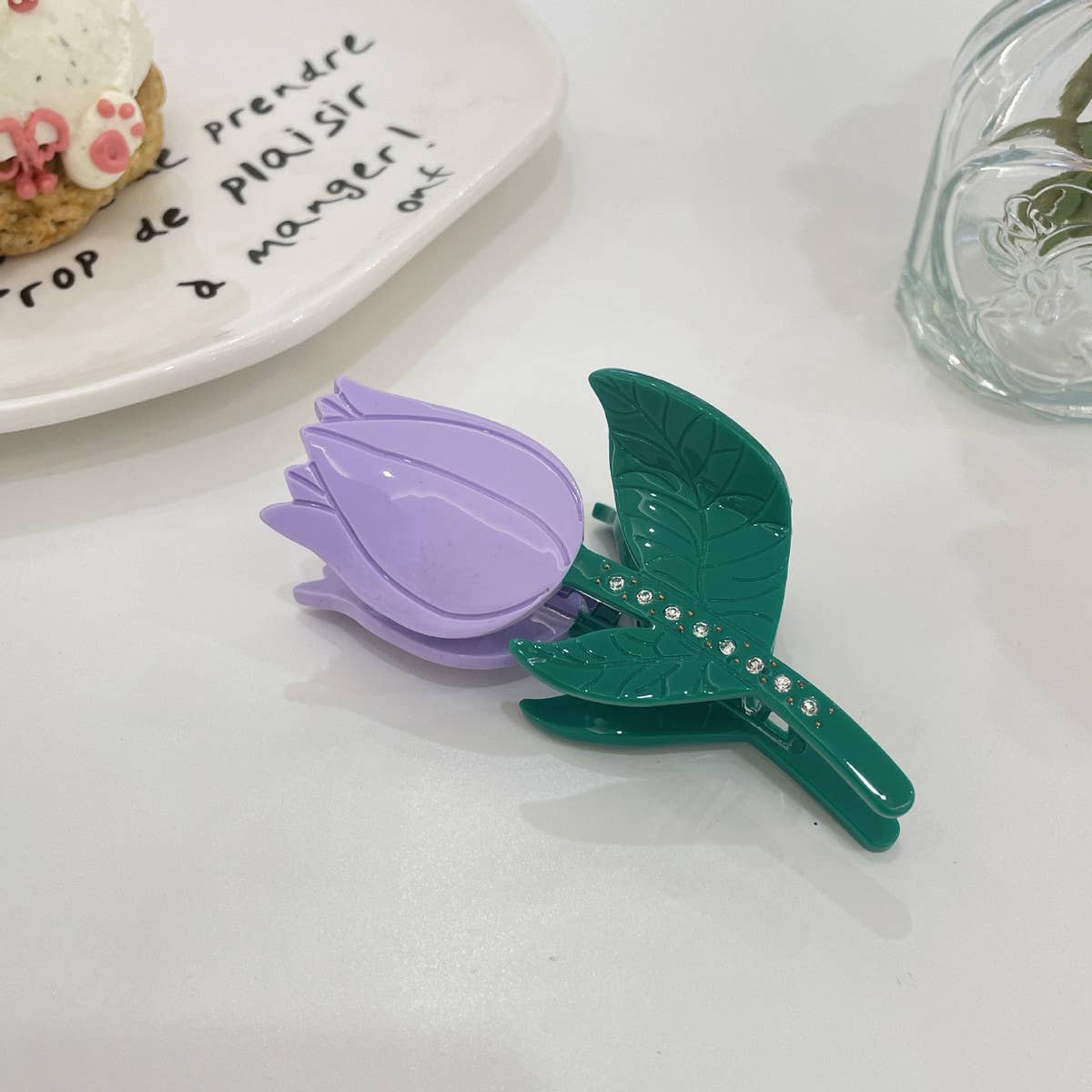 RHINESTONE FLOWER HAIR CLAW TULIP SUNFLOWER CLIP_CWAHA0966