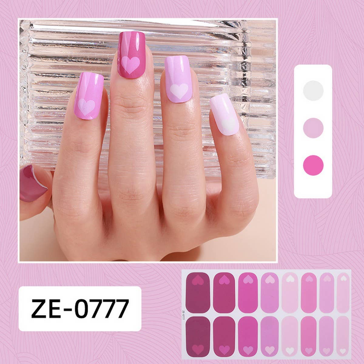 Valentine Pink Heart Lip Nail Stickers_Cwmm11217