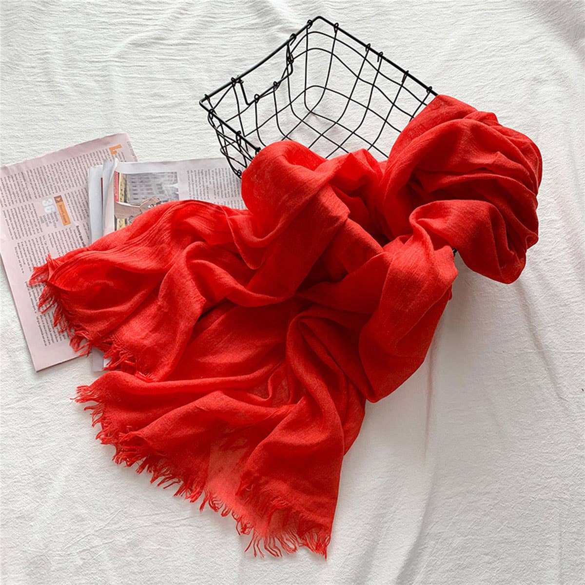 COTTON LINEN SOLID COLOR BEACH SHAWL SCARF _CWASC0197