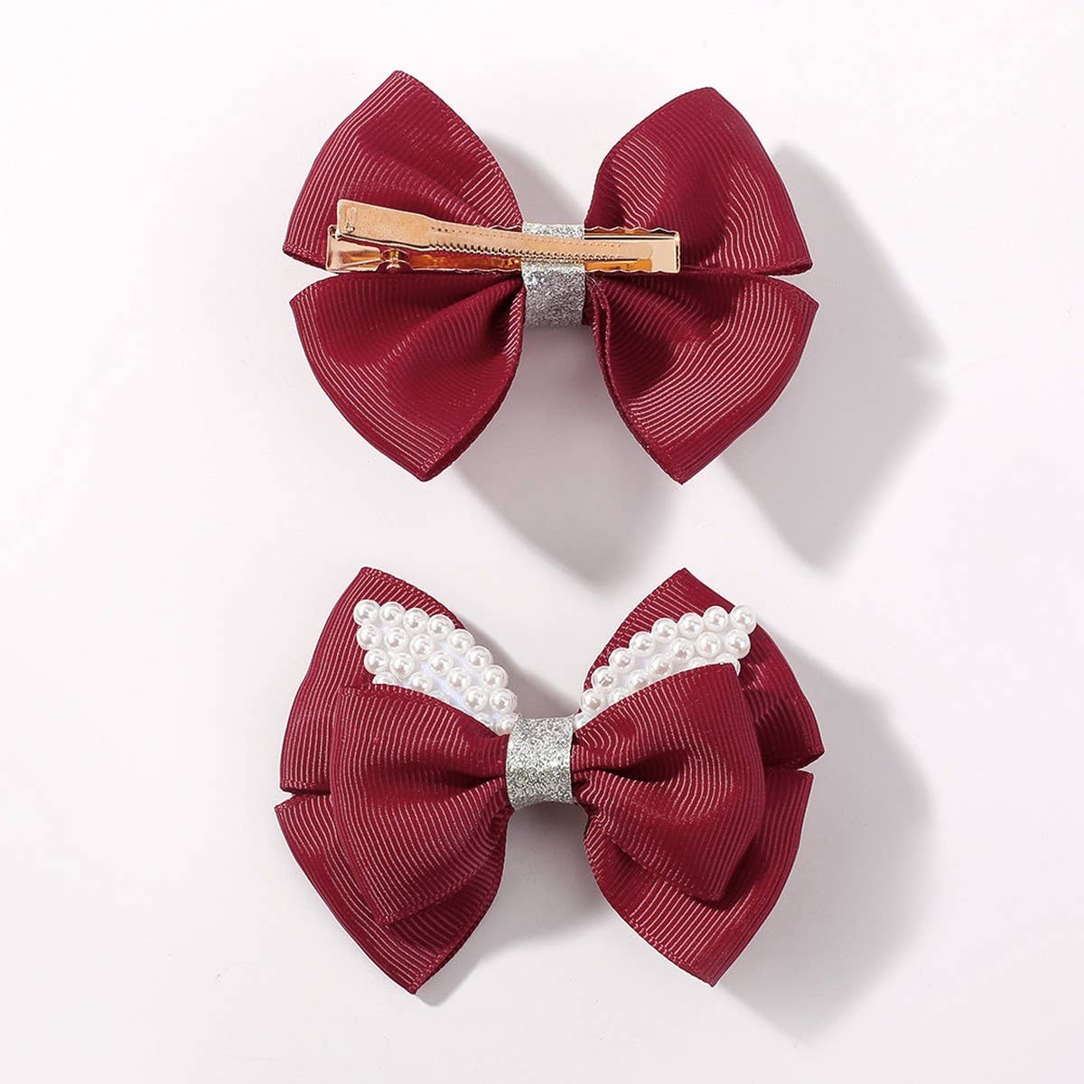HANDMADE GLITTER BOW HAIR CLIP SET FOR GIRLS_CWAHA6734
