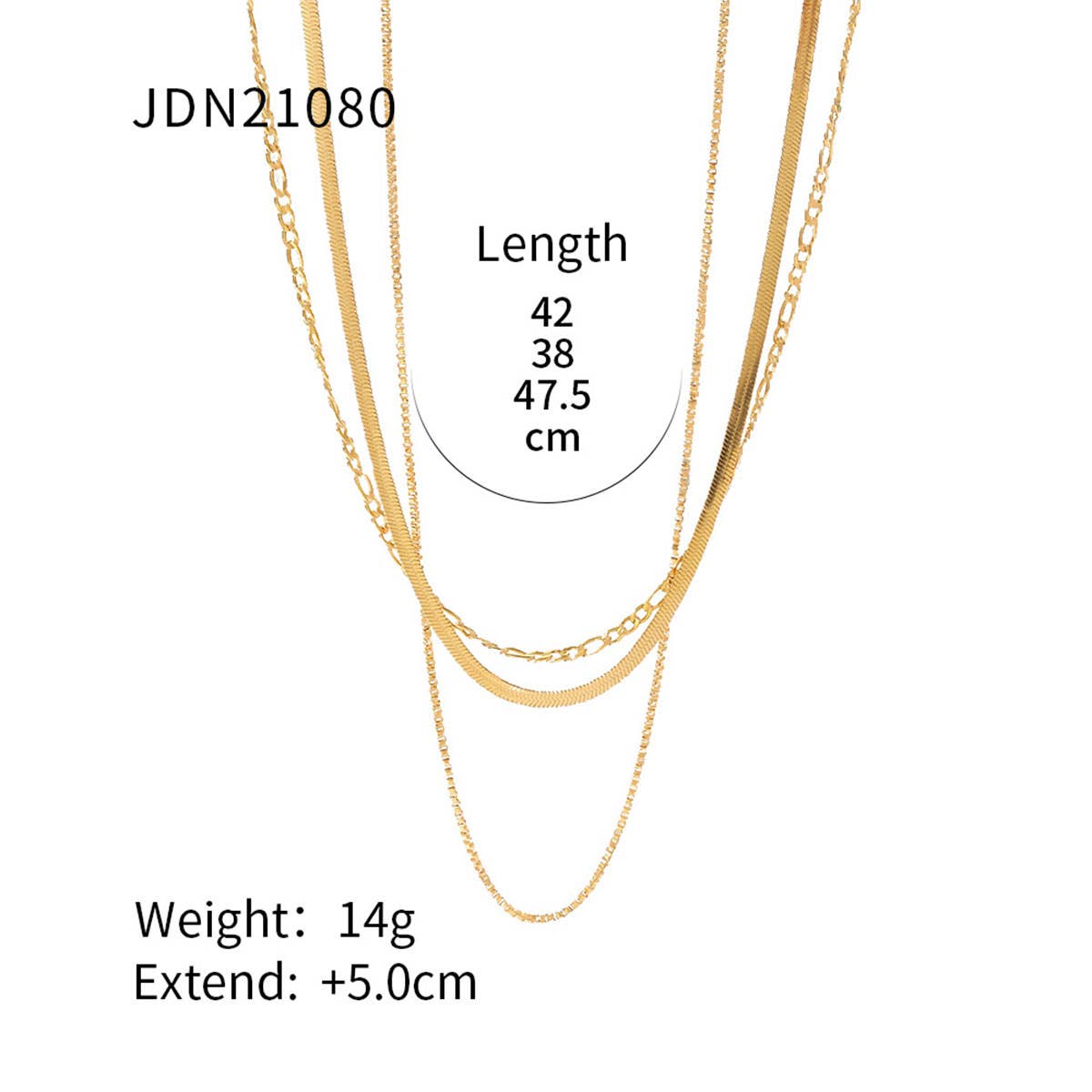 MULTILAYER GOLD PLATE STAINLESS STEEL NECKLACE_CWAJE0619