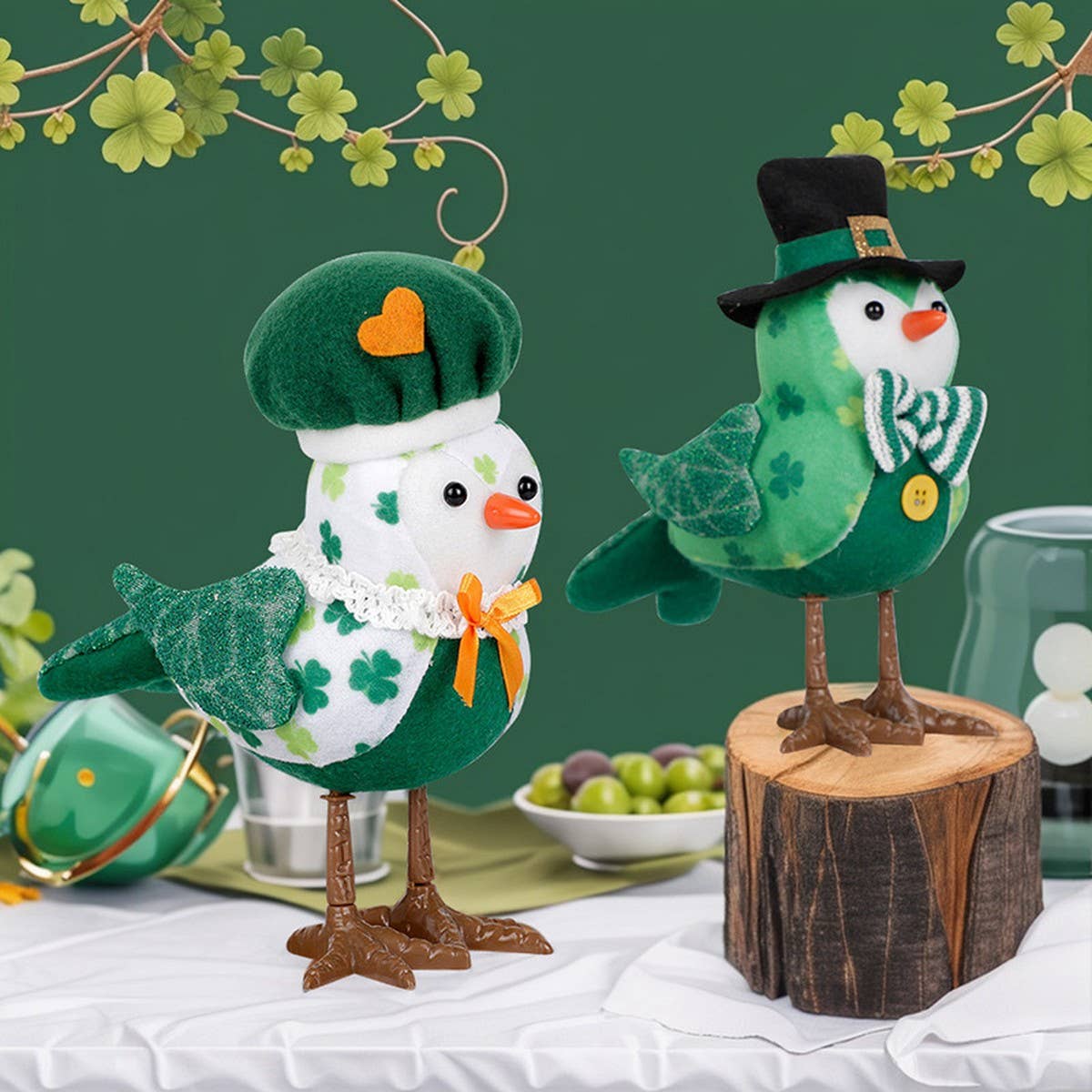 ST PATRICKS PARTY GLOWING LIGHT GREEN BIRD DOLL_CWMM3445