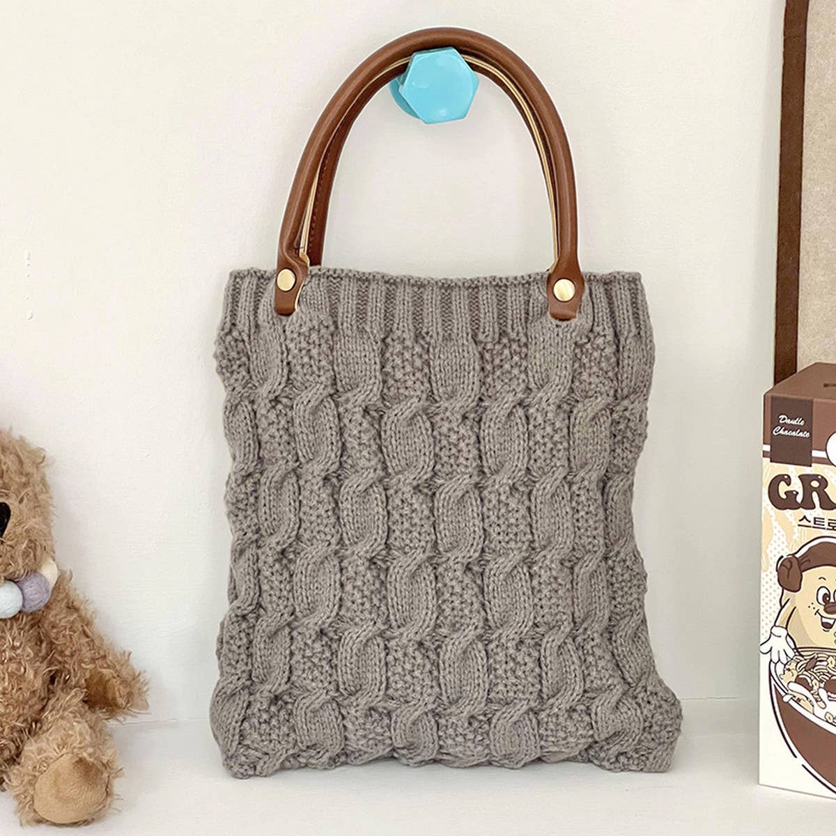 Woven Texture Knit Handbag For Women_Cuab00361