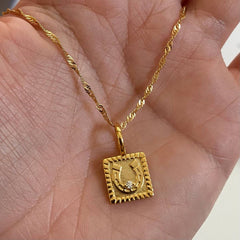 STAINLESS STEEL U SHAPED NECKLACE WITH ZIRCONIUM_CWMM5600