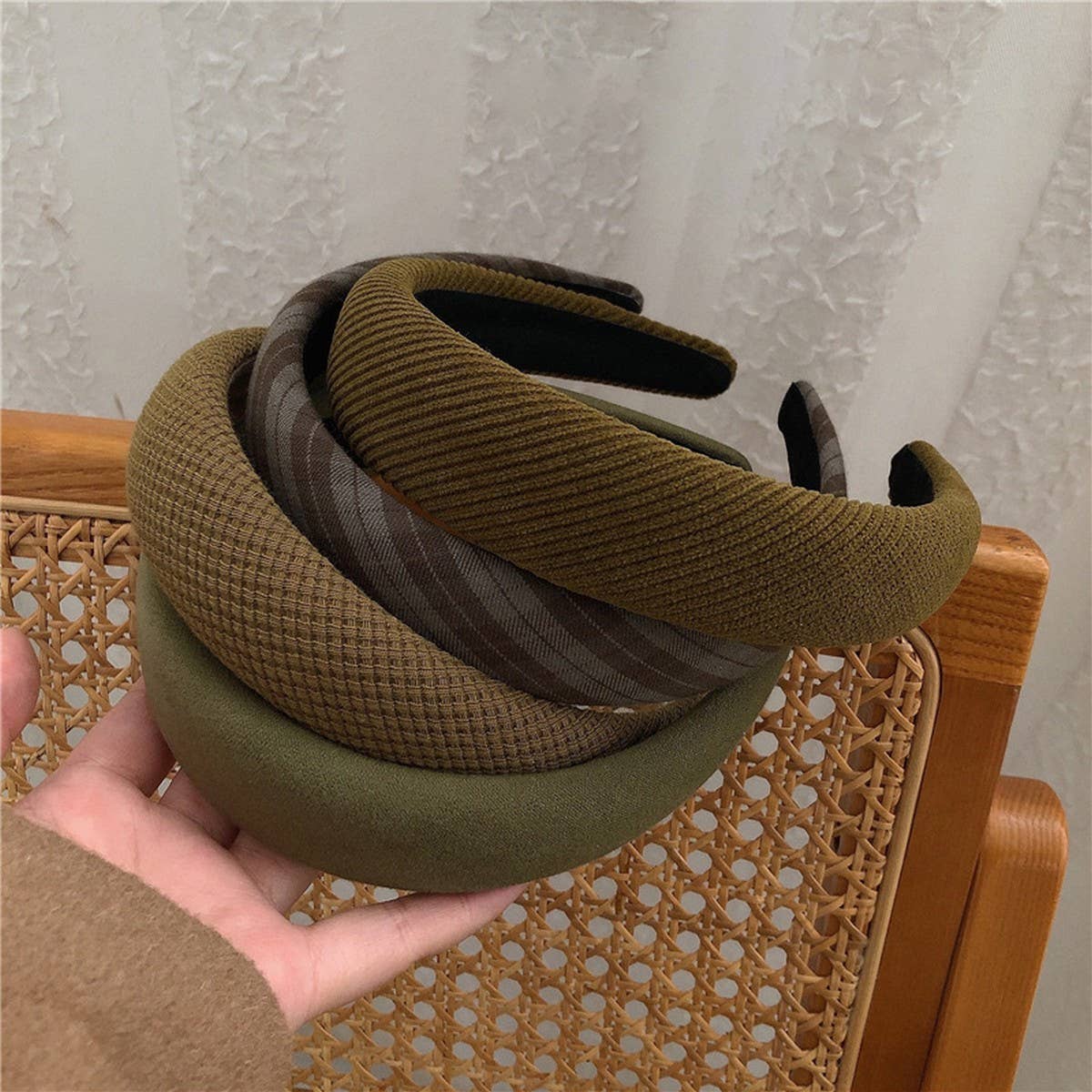 PLAID SOLID COLOR HEADBAND HAIRPIN HEADDRESS_CWAHA4028