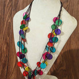 LONG COCONUT SHELL WOOD BEAD VINTAGE NECKLACE_CWMM4401