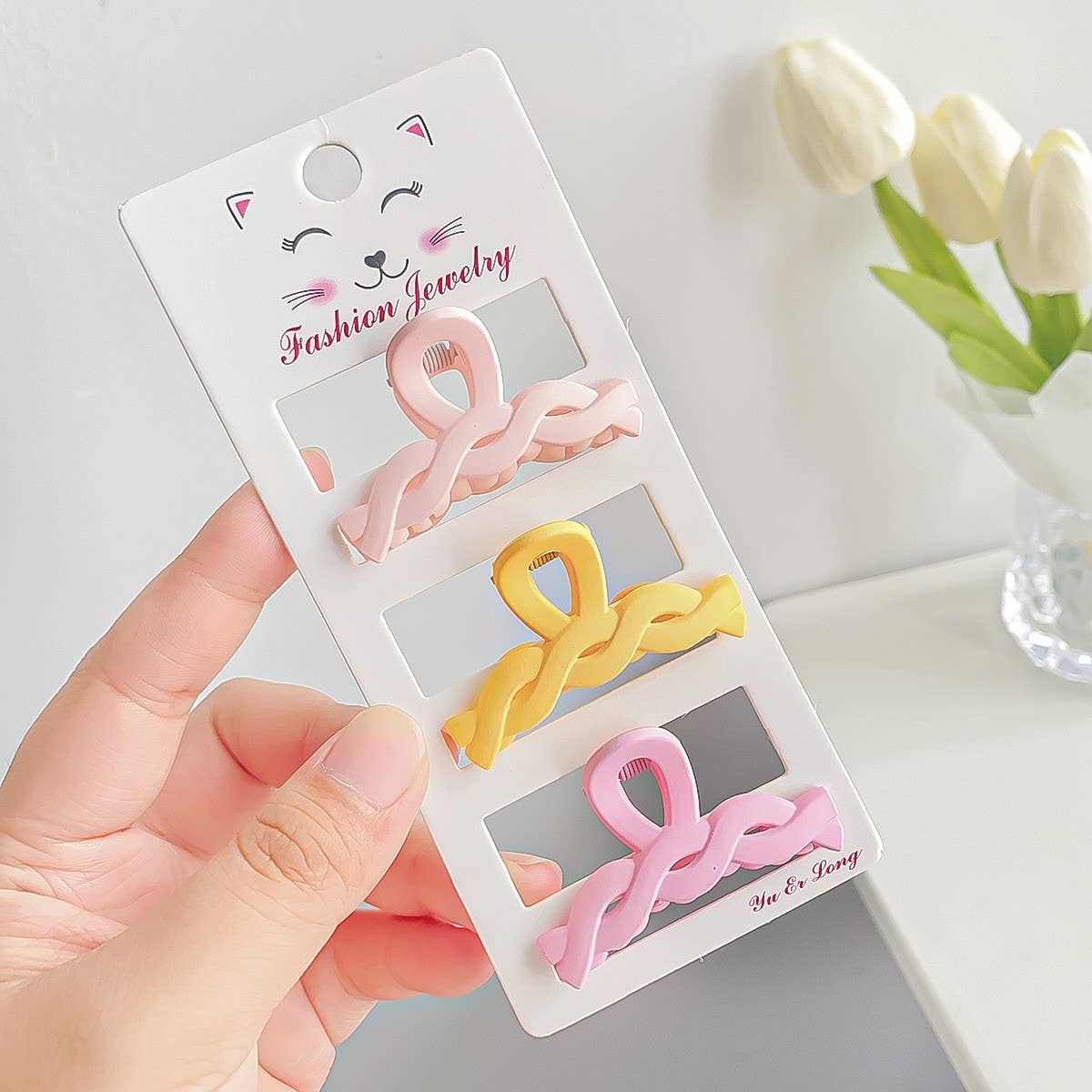 FROSTED SOLID COLOR GRAPHIC MINI HAIR CLIP_CWAHA0724