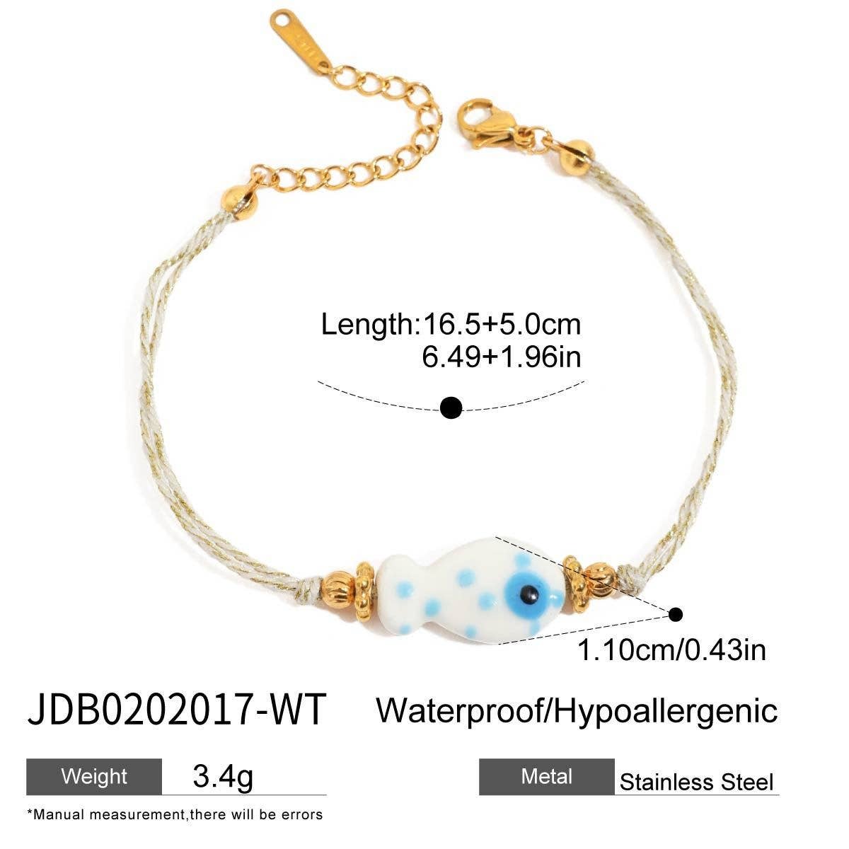 OCEAN STYLE 18K GOLD STEEL WHITE CERAMIC BRACELET_CWAJE4676