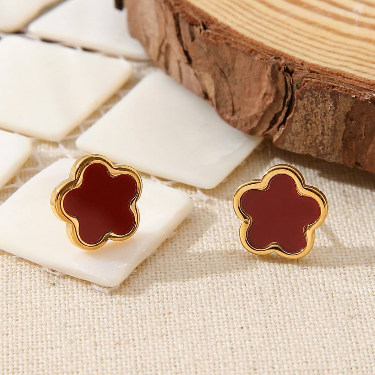 FASHION DOUBLE SIDED FIVE LEAF CLOVER EARRINGS_CWMM3615