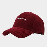 Corduroy Letter Baseball Cap Women Trendy_Cwah04649