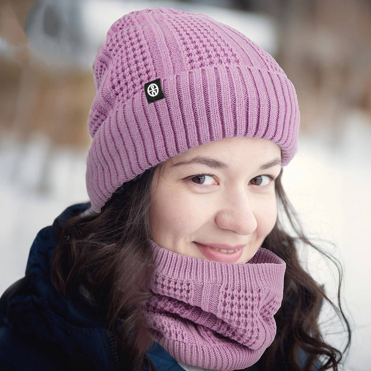 Winter Wool Warm Plus Fleece Scarf Three Piece Set_Cwmm2811