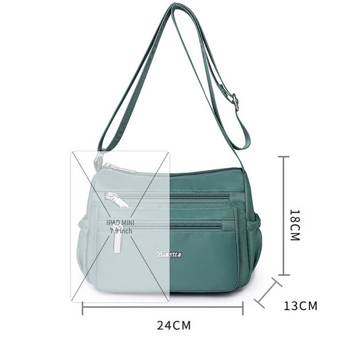 Nylon Multi-Compartment Shoulder Crossbody Bag_Cwasc1752