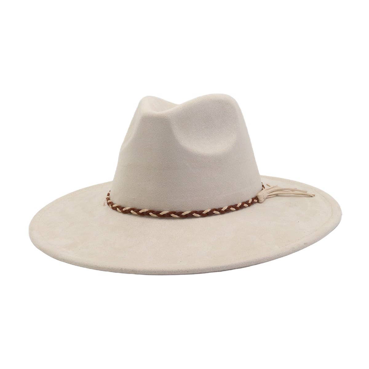 Unisex Suede Wide Brim Fedora Hat Couple Style_Cwah04448