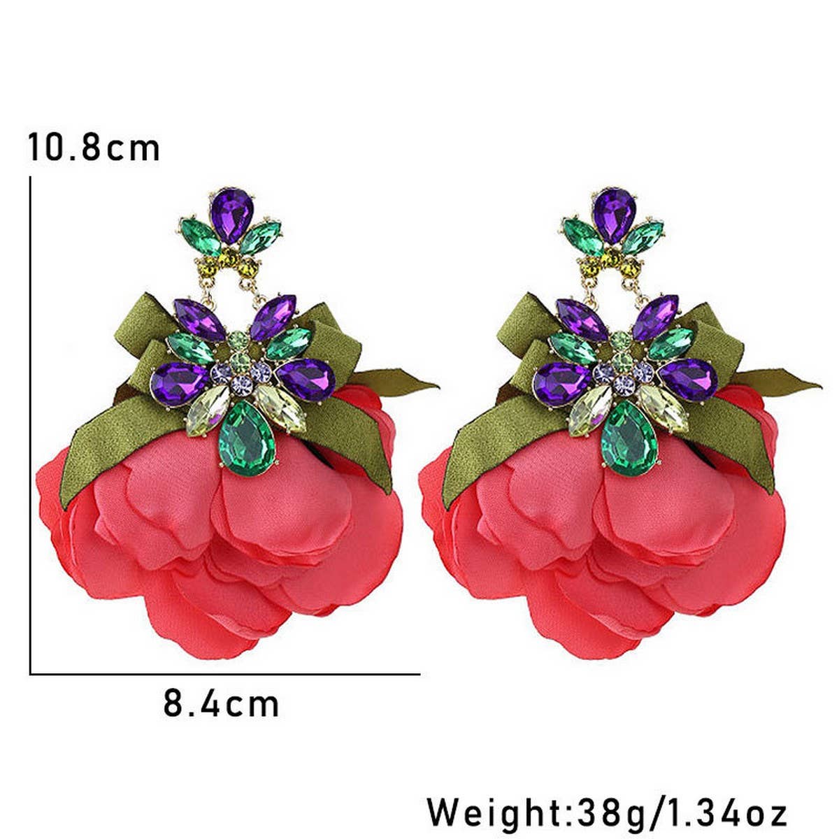 HANDMADE FLORAL FABRIC EARRINGS ELEGANT WOMANS_CWMM6173