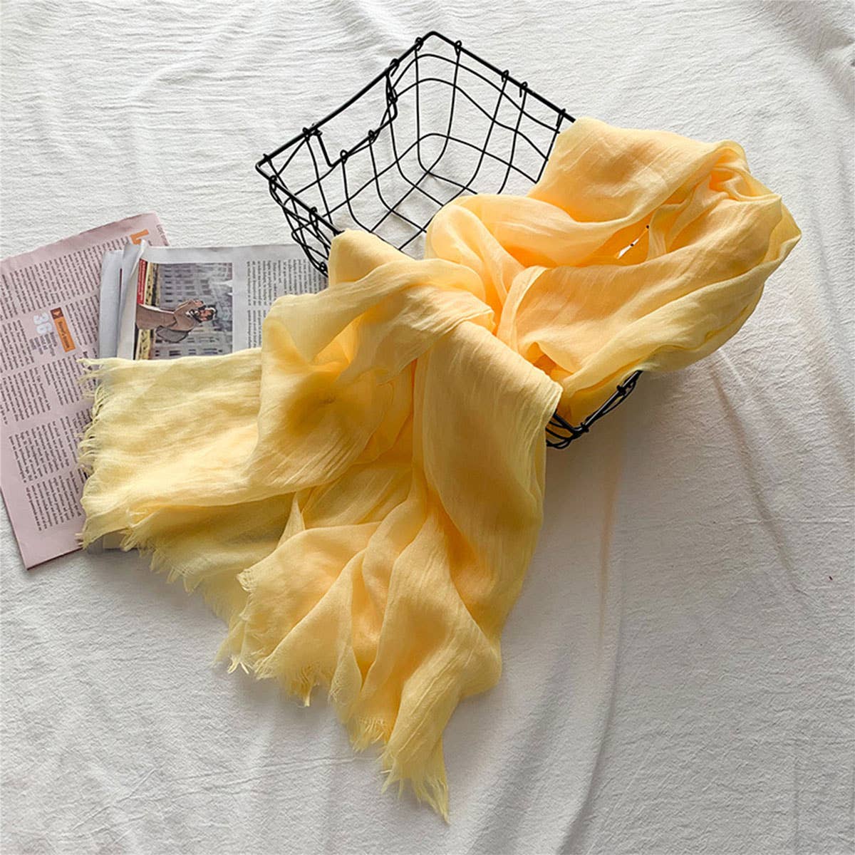 COTTON LINEN SOLID COLOR BEACH SHAWL SCARF _CWASC0197