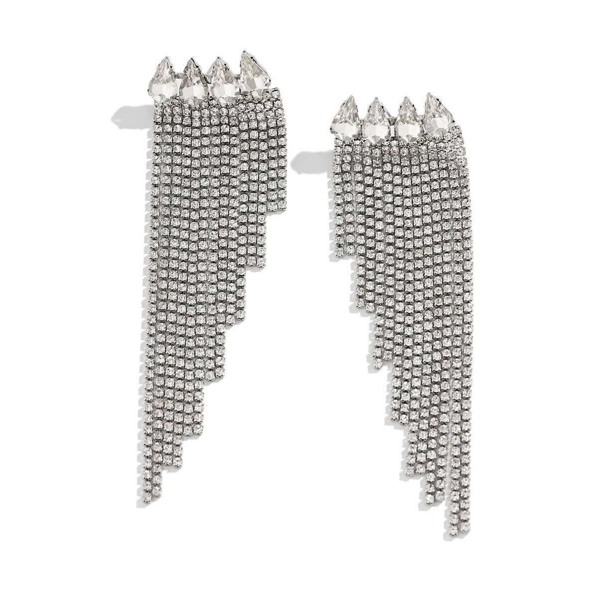 FRENCH STYLE TASSEL RHINESTONE EARRINGS_CWAJE1140