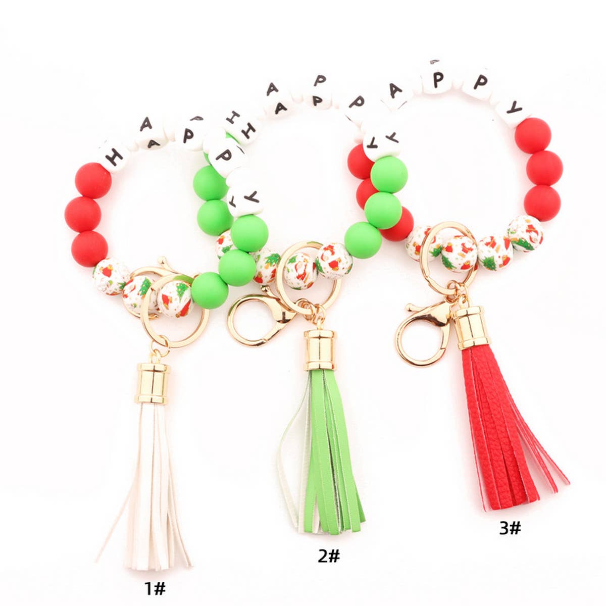 CHRISTMAS BEAD BRACELET CARD HOLDER KEYCHAIN_CWMM1331