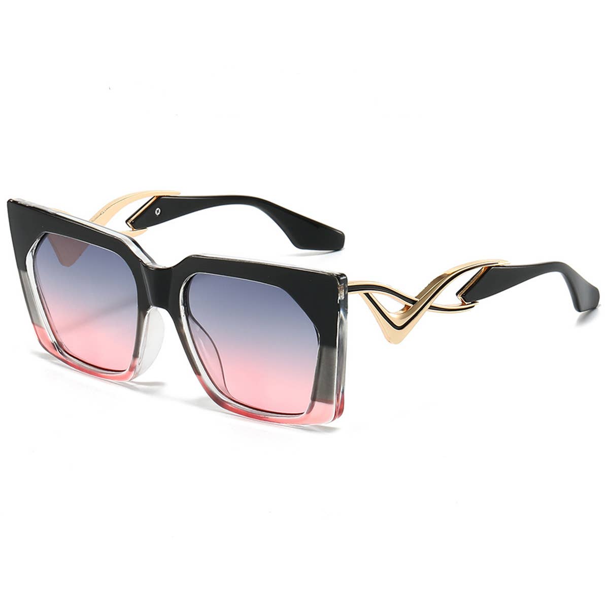 CAT EYE CURVED TEMPLE FASHION SUNGLASSES_CWASG0536