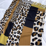 LEOPARD COLORBLOCK SCARF WARM TASSEL WINTER WRAP_CWASC1458