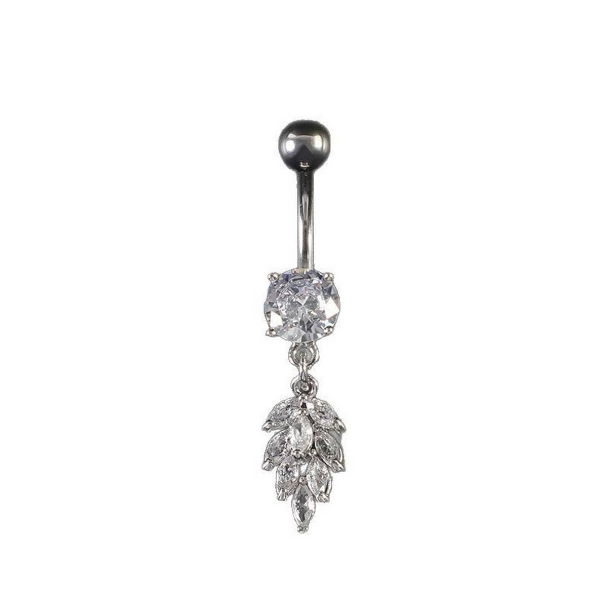 CREATIVE WHEAT CZ DANGLE BELLY RING PIERCING_CWMM9324