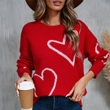 Valentines Day Color Contrast Heart Pullover Sweater